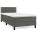 Cama box spring con colchón terciopelo gris oscuro 90x190 cm