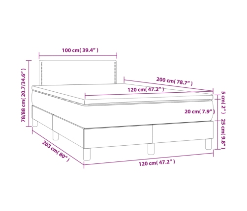Cama box spring con colchón terciopelo negro 120x200 cm