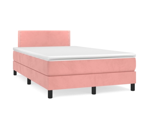 Cama box spring con colchón terciopelo rosa 120x200 cm