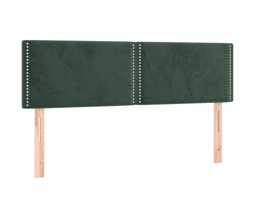 Cama box spring con colchón terciopelo verde oscuro 140x190 cm