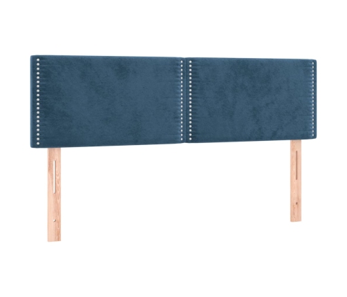 Cama box spring con colchón terciopelo azul oscuro 140x190 cm