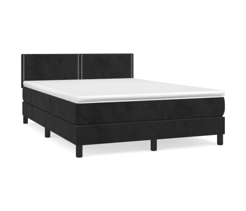 Cama box spring con colchón terciopelo negro 140x200 cm