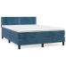 Cama box spring con colchón terciopelo azul oscuro 140x200 cm