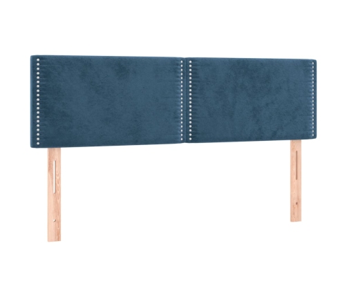 Cama box spring con colchón terciopelo azul oscuro 140x200 cm