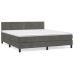 Cama box spring con colchón terciopelo gris oscuro 160x200 cm