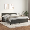 Cama box spring con colchón terciopelo gris oscuro 160x200 cm