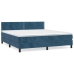 Cama box spring con colchón terciopelo azul oscuro 160x200 cm