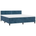 Cama box spring con colchón terciopelo azul oscuro 160x200 cm