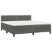 Cama box spring con colchón terciopelo gris oscuro 180x200 cm