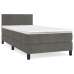 Cama box spring con colchón terciopelo gris oscuro 80x200 cm