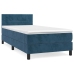 Cama box spring con colchón terciopelo azul oscuro 80x200 cm