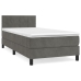 Cama box spring con colchón terciopelo gris oscuro 90x200 cm