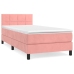 Cama box spring con colchón terciopelo rosa 90x200 cm