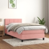 Cama box spring con colchón terciopelo rosa 90x200 cm