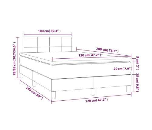 Cama box spring con colchón terciopelo verde oscuro 120x200 cm