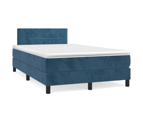 Cama box spring con colchón terciopelo azul oscuro 120x200 cm