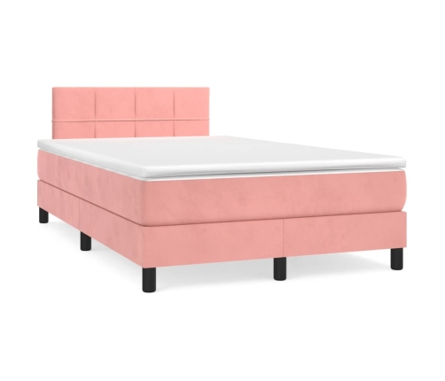 Cama box spring con colchón terciopelo rosa 120x200 cm