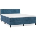 Cama box spring con colchón terciopelo azul oscuro 140x190 cm