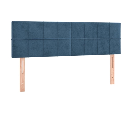 Cama box spring con colchón terciopelo azul oscuro 140x190 cm