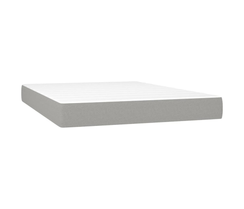 Cama box spring con colchón terciopelo gris claro 140x200 cm