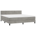 Cama box spring con colchón terciopelo gris claro 160x200 cm