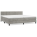 Cama box spring con colchón terciopelo gris claro 200x200 cm