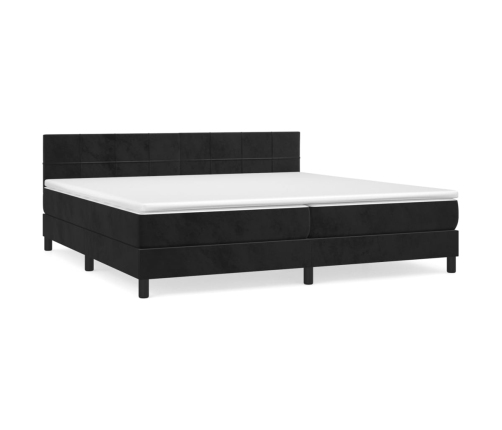 Cama box spring con colchón terciopelo negro 200x200 cm