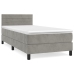 Cama box spring con colchón terciopelo gris claro 80x200 cm