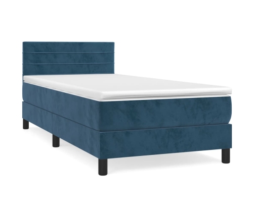 vidaXL Cama box spring con colchón terciopelo azul oscuro 80x200 cm