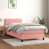 Cama box spring con colchón terciopelo rosa 80x200 cm