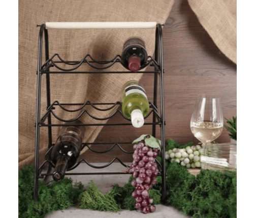 Home&Styling Botellero para 9 botellas metal negro y natural