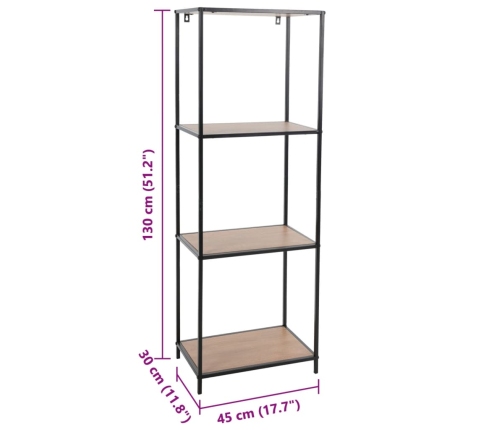 H&S Collection Estantería abierta 3 alturas natural negro 45x30x130 cm