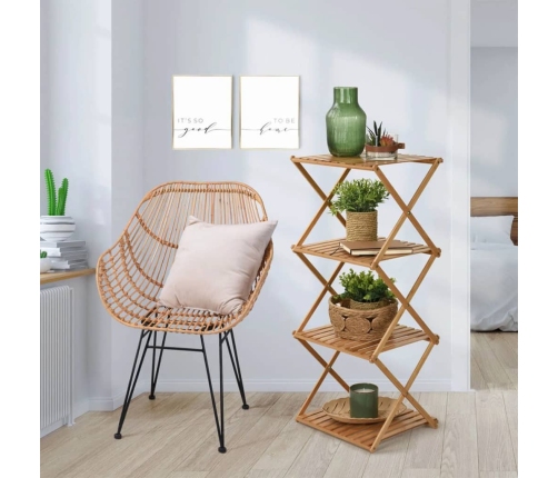 Home&Styling Estantería plegable de 4 niveles de bambú