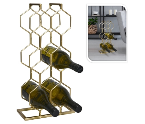 Home&Styling Botellero para 8 botellas metal dorado