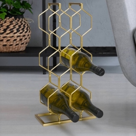 Home&Styling Botellero para 8 botellas metal dorado