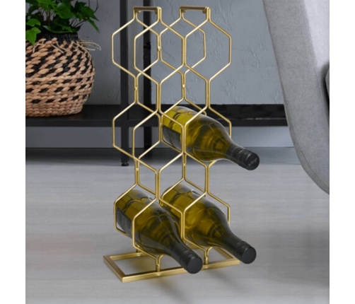 Home&Styling Botellero para 8 botellas metal dorado