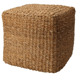 Home&Styling Puf redondo natural de hierba marina 40x40x38 cm