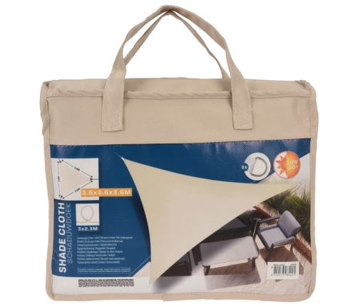 ProGarden Toldo triangular crema 3,6x3,6x3,6 m