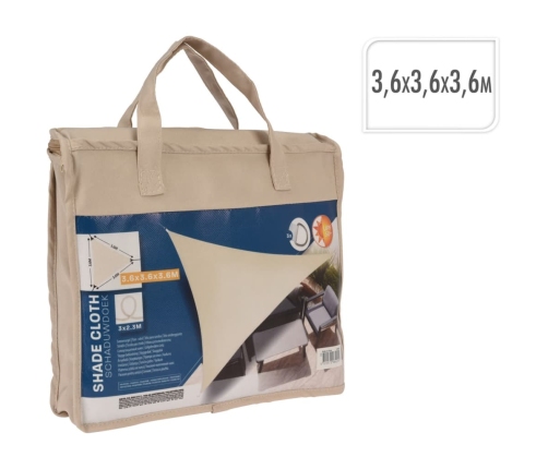 ProGarden Toldo triangular crema 3,6x3,6x3,6 m