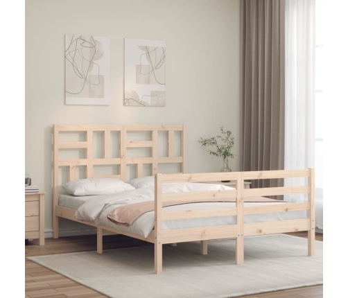 Estructura de cama con cabecero madera maciza 140x200 cm