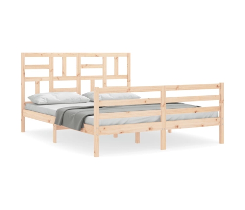 Estructura de cama de matrimonio con cabecero madera maciza