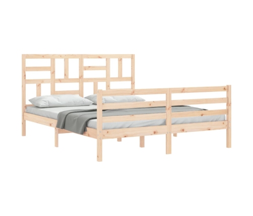 Estructura de cama de matrimonio con cabecero madera maciza