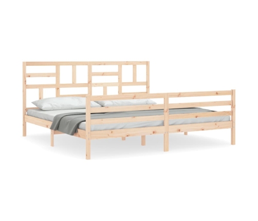 Estructura de cama de matrimonio con cabecero madera maciza