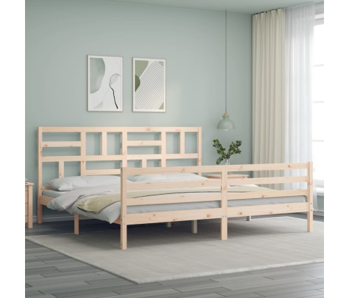 Estructura de cama de matrimonio con cabecero madera maciza