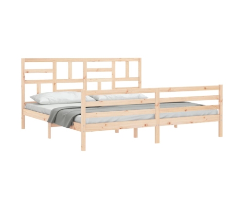 Estructura de cama de matrimonio con cabecero madera maciza