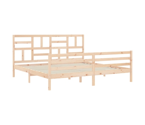 Estructura de cama de matrimonio con cabecero madera maciza