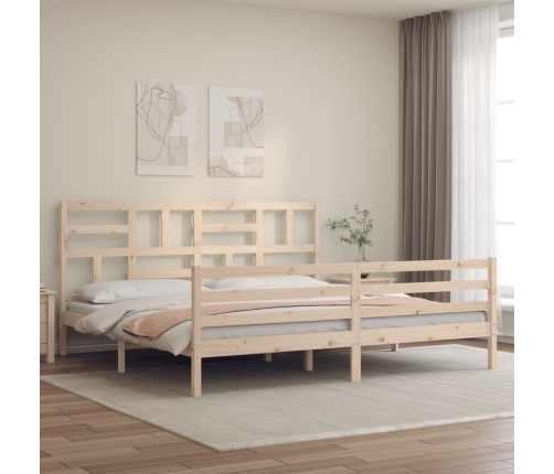 Estructura de cama de matrimonio con cabecero madera maciza
