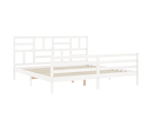 Estructura de cama con cabecero madera maciza blanco 200x200cm