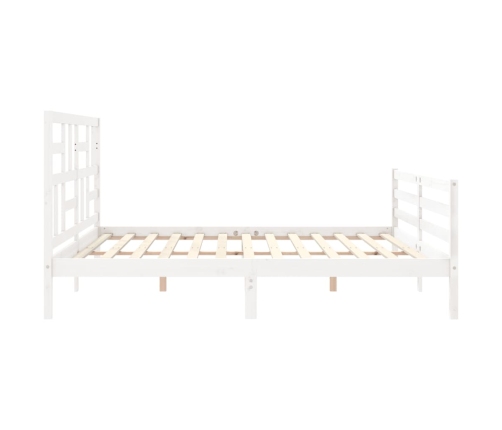 Estructura de cama con cabecero madera maciza blanco 200x200cm