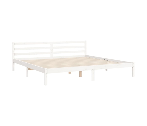 Estructura de cama con cabecero madera maciza blanco 200x200cm